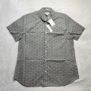 New L J Crew slim short sleeve poplin shirt Liberty Meridian Green floral print